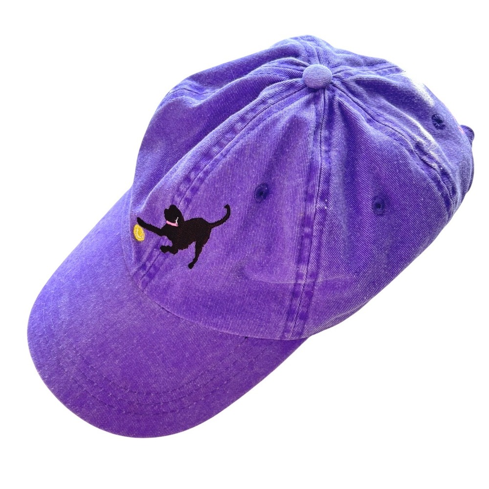 JUS LABS Purple Baseball Cap Black Labrador Dog Tennis Ball Embroidered Hat